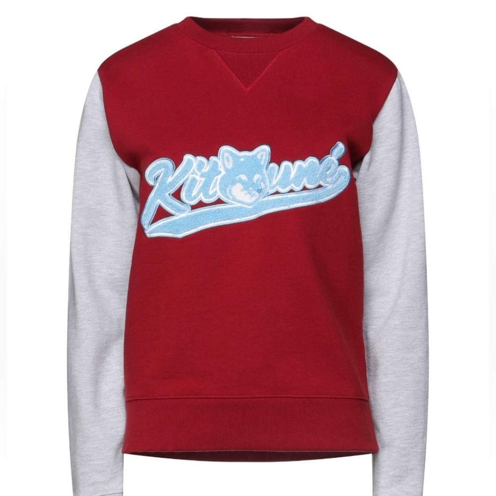 MAISON KITSUNE Red and Gray Women's Sweater